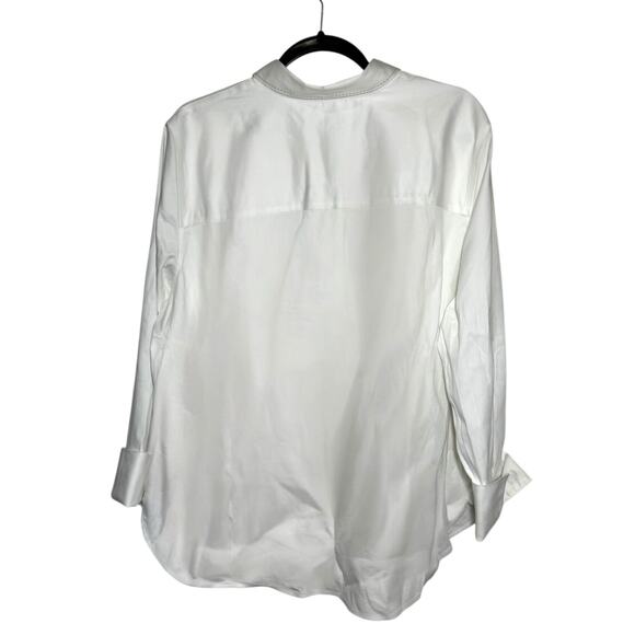 Chico's Womens No Iron Blouse 3 Optic White Button Front Collared Classic Shirt - Picture 5 of 10